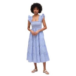 NWT Hill House Home Ellie in Blueberry Stripe Midi Dress Size Small w Pockets